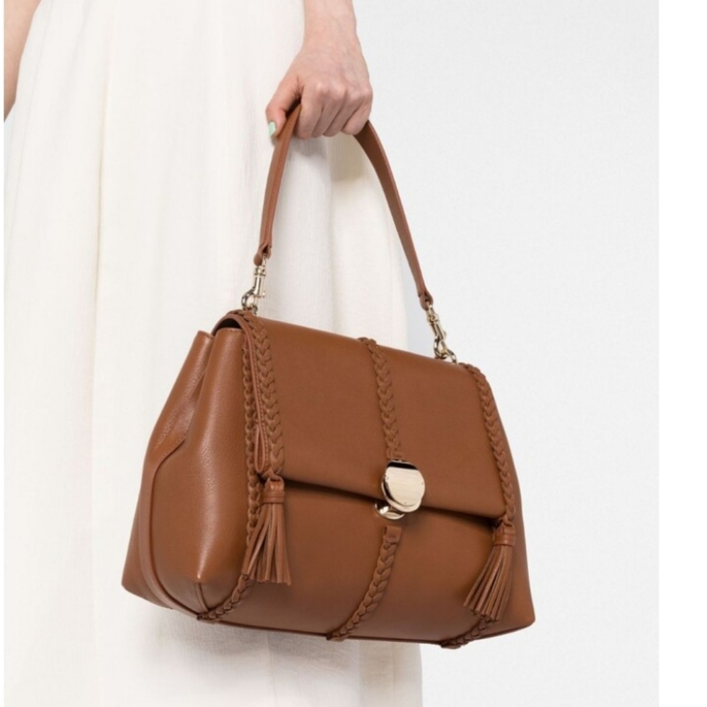NWT$3,650 CHLOÉ Penelope Large Caramel Brown Leather Shoulder Bag - Picture 16 of 16